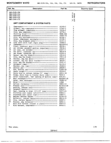 Unit Compartment/system Page 2 Diagram and Parts List for 2484-42A  Admiral Refrigerator