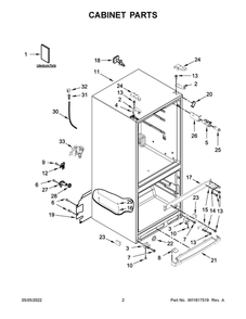 Cabinet Parts Diagram and Parts List for MFF2055FRZ03  Maytag Refrigerator