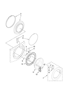 Door And Latch Parts Diagram and Parts List for NFW7300WW00  Amana Washer