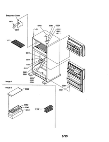 Hinges/freezer Shelves/accessories Diagram and Parts List for TX19V2E-P1306303WE  Amana Refrigerator