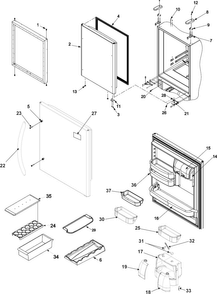 Refrigerator Door Diagram and Parts List for ABR2533FES0  Amana Refrigerator