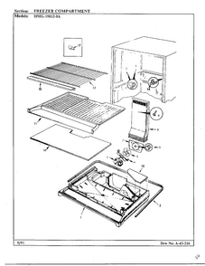Freezer Compartment Diagram and Parts List for 19812-0A  Admiral Refrigerator