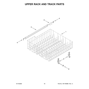 Upper Rack And Track Parts Diagram and Parts List for ADFS2524RZ0  Amana Dishwasher