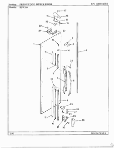 Fresh Food Outer Door Diagram and Parts List for 24712  Maytag Refrigerator