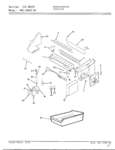 Ice Maker Diagram and Parts List for 19802-0A  Admiral Refrigerator