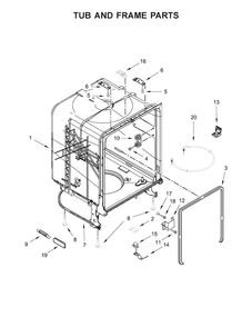 Tub And Frame Parts Diagram and Parts List for ADB1400AGB0  Amana Dishwasher