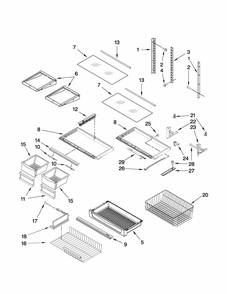 Shelf Parts Diagram and Parts List for GB6526FEAS5  Maytag Refrigerator