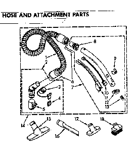 Hose And Attachment Parts Diagram and Parts List for 1162497185  Kenmore Canister Vacuum