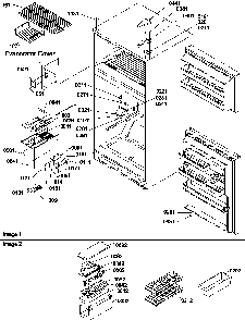 Door Hinges, Freezer Shelf And Accessories Diagram and Parts List for TR521VW-P1322601WW  Amana Refrigerator