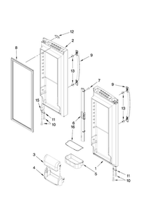 Refrigerator Door Parts Diagram and Parts List for AFD2535DEW8  Amana Refrigerator