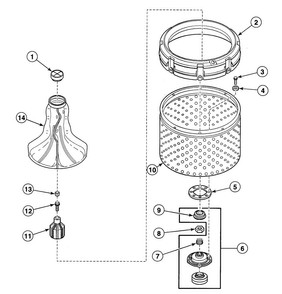 Washtub Assy Diagram and Parts List for SWT820WN  Speed Queen Washer