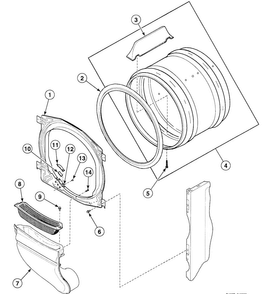 Cylinder Assy Diagram and Parts List for SDE107WF1724  Speed Queen Dryer