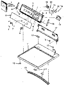 Control Hood, Controls And Cabinet Top Diagram and Parts List for NE6613L43828  Speed Queen Dryer