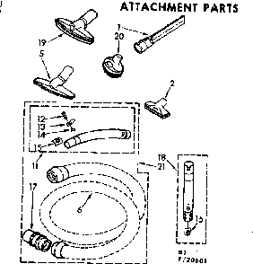Attachment Parts Diagram and Parts List for 11620601  Kenmore Canister Vacuum