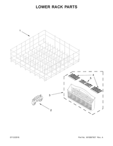 Lower Rack Parts Diagram and Parts List for MDB4949SDH3  Maytag Dishwasher