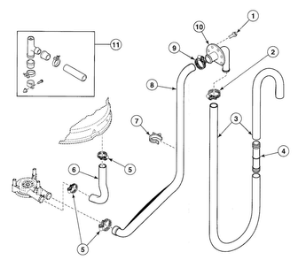 Drain Hoses Diagram and Parts List for SWT820QN  Speed Queen Washer