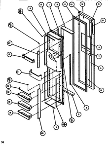 Freezer Door Diagram and Parts List for SBDT520J-P7845303W  Amana Refrigerator