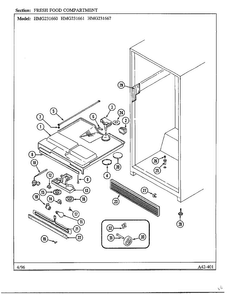Fresh Food Compartment Diagram and Parts List for HMG-231667  Admiral Refrigerator