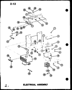 Electrical Assembly Diagram and Parts List for RC-14S P73824-7M Amana Microwave