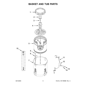 Basket And Tub Parts Diagram and Parts List for MVW7230HC2  Maytag Washer