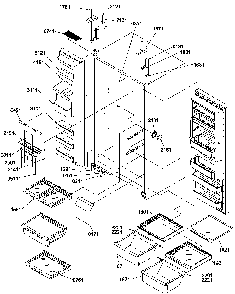 Refrigerator/freezer Shelves, Lights, And Hinges Diagram and Parts List for SRD327S3W-P1307105WW  Amana Refrigerator