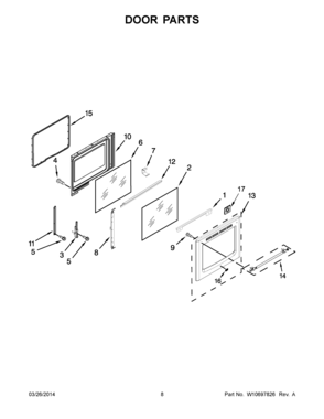 05 - DOOR PARTS Diagram and Parts List for YMER8850DS0  Maytag Range