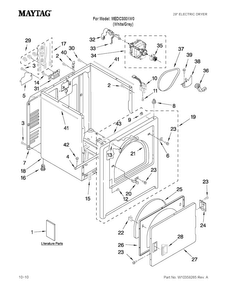 Cabinet Parts Diagram and Parts List for MEDC300XW0  Maytag Dryer