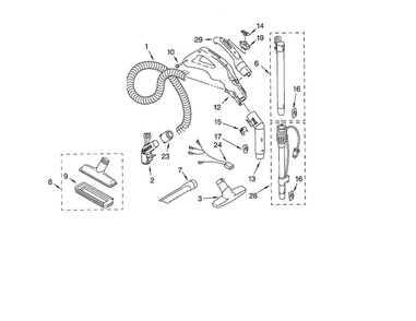 Hose And Attachment Diagram and Parts List for 11621513001  Kenmore Canister Vacuum