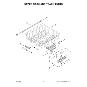 Upper Rack And Track Parts Diagram and Parts List for MDB7959SKZ4  Maytag Dishwasher