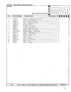 Freezer Compartment Page 2 Diagram and Parts List for 18020-0A  Admiral Refrigerator