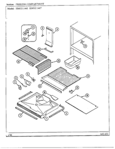 Freezer Compartment Diagram and Parts List for HMG211460  Admiral Refrigerator