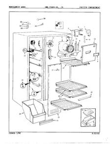 Freezer Compartment Diagram and Parts List for 21604A  Admiral Refrigerator