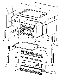 Upper Oven Diagram and Parts List for RST399UL-P1132621NL  Caloric Range