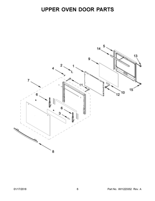 Upper Oven Door Parts Diagram and Parts List for JJW2827DB02  Maytag Wall Oven