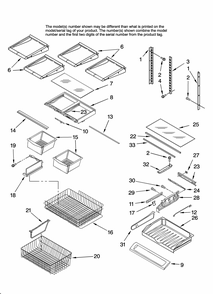 Shelf Parts, Optional Parts (not Included) Diagram and Parts List for GB2026REKS13  Amana Refrigerator