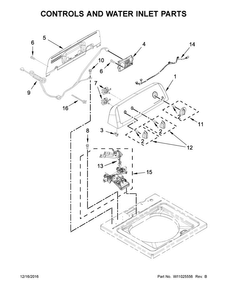 Controls And Water Inlet Parts Diagram and Parts List for 4KNTW4605FW0  Amana Washer