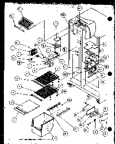 Freezer Shelving And Refrigerator Light Diagram and Parts List for 36501W-P1121705WW  Amana Refrigerator