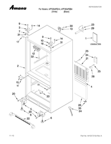Cabinet Parts Diagram and Parts List for AFF2534FEW4  Amana Refrigerator