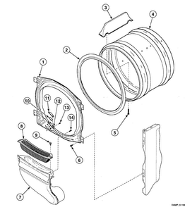 Cylinder Diagram and Parts List for SSE517WF1500  Speed Queen Dryer