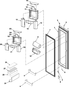 Refrigerator Door Diagram and Parts List for AS2628HEKB0  Amana Refrigerator