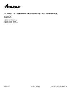 Cover Sheet Diagram and Parts List for AER6011VAS0  Amana Range