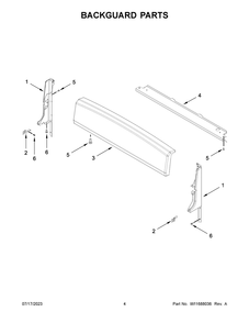 Backguard Parts Diagram and Parts List for AGR4203MNB0  Amana Range