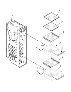 Freezer Liner Parts Diagram and Parts List for JSC23C9EEM00  Jenn-Air Refrigerator