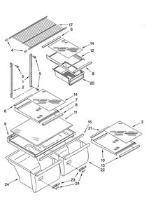 Shelf Parts, Optional Parts Diagram and Parts List for A2RXNMFWB00  Amana Refrigerator