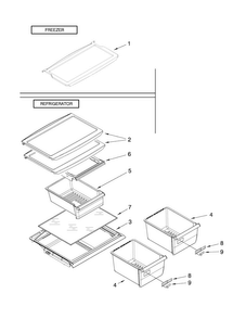 Shelf Parts Diagram and Parts List for A8RXCGFXS00  Amana Refrigerator