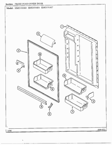Fresh Food Inner Door Diagram and Parts List for HMG191660  Admiral Refrigerator