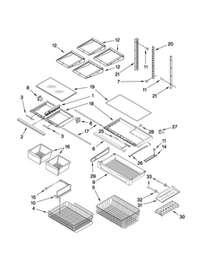 Shelf Parts Diagram and Parts List for AB2526PEKW3  Amana Refrigerator