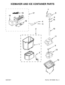 Icemaker And Ice Container Parts Diagram and Parts List for JS48PPDUDE01  Jenn-Air Refrigerator
