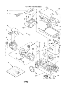 Canister Diagram and Parts List for 11621875100  Kenmore Canister Vacuum