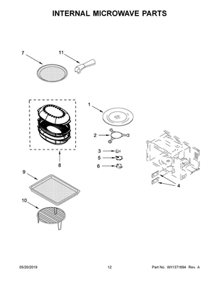 Internal Microwave Parts Diagram and Parts List for MMW9730FZ05  Maytag Microwave Oven Combo